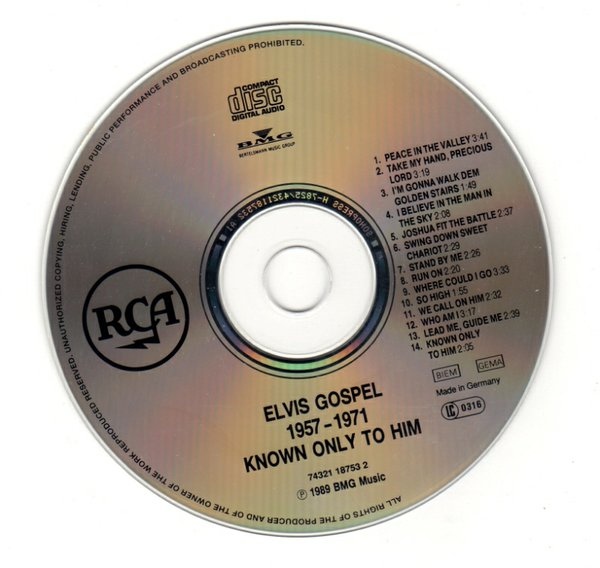 Elvis Presley  Known Only To Him; Elvis Gospel 1957 1971 : CD